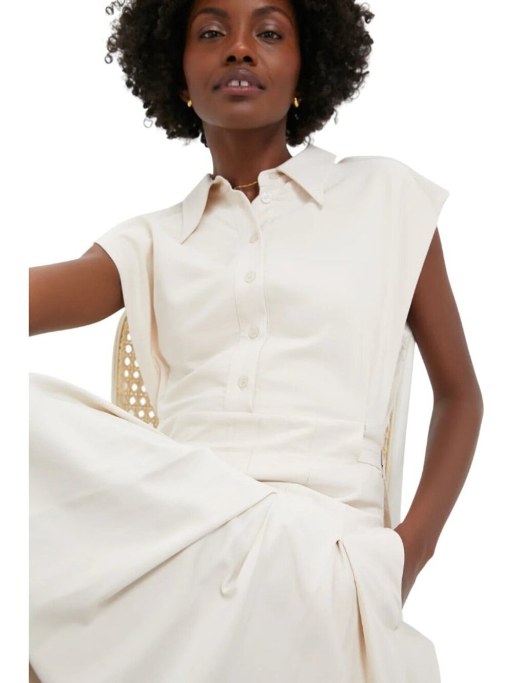 En Saison Quince Midi Shirt Dress in ecru Medium New Womens dresses - Picture 5 of 15